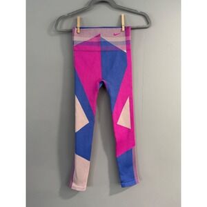 Nike‎ Dri-FIT Leggings Womens XS Extra Small Athletic Pink Blue Geometric